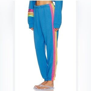 Aviator Nation Blue Joggers with Multicolor Stripes